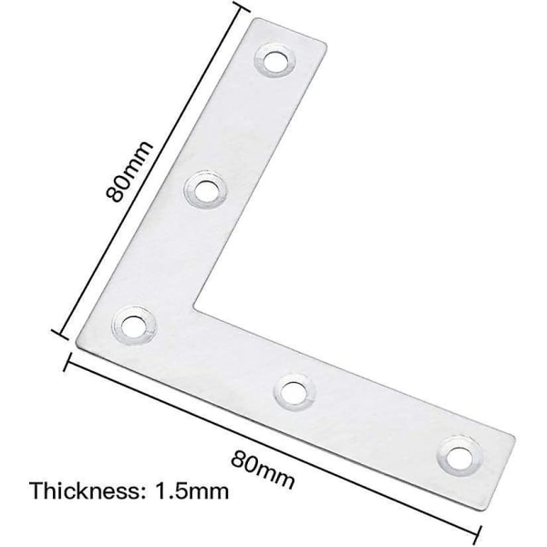 10 kpl Litteitä Kulmaprofiileja 80 X 80 X 1,5 mm Paksumpia Ruostumattomasta Teräksestä L-Muotoisia Litteitä Kulmaprofiileja Kalusteiden Kiinnittämiseen Puuhun, Esimerkiksi Pöytiin Ja Ikkunoihin