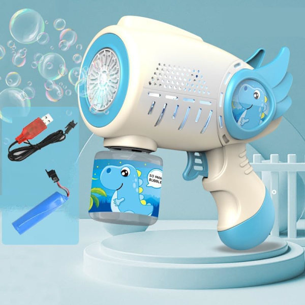Bubbelmaskin, Elektrisk Bubbelpistol för Barn Småbarn, Uppladdningsbart Batteri Automatisk Bubbelblåsare med 5000+ Rikliga Bubbel/LED-Ljus Automatic Bubble Machine (Bule)