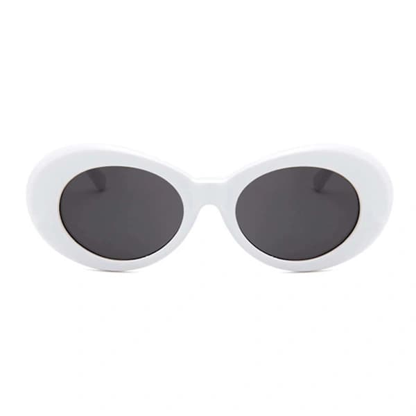 Hvide store runde retro solbriller sort glas hvid hvid