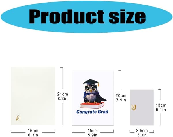 2 st Delikat 3D Pop-up Examenskort Grattiskort med Uggla
