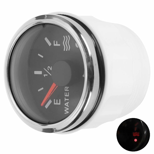 Vandstandsmåler, 52mm/2 tommer Vandstandssensor 9‑30V DC Smart Alarm til Marinebåd RV 0‑190ohm Europæisk Sensor (Sort) Vandvæske Niveau Måler