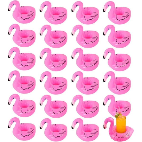 Flamingo-mukiteline, Ilmatäytteinen juomateline uima-altaaseen, porealtaaseen, uimarannalle, kelluva ranta-alusta, vesilelut, Havaijin luau-juhlakoristeet pink 24 PACK