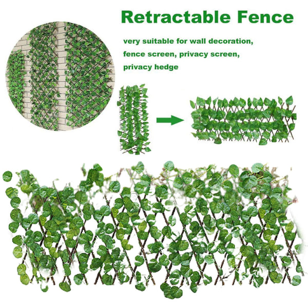Gröna växter Dekorativ Simulering Konstgjord trädgårdsdekor Häck staket Blad