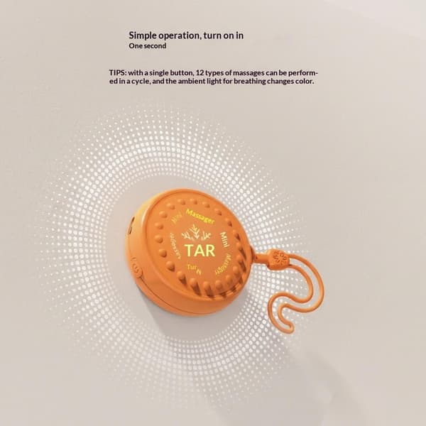 RGB Håndflademassagebold med 36 Massagenoder Lydløs Mini Håndmassager, Bærbar Stresslindrende Afslappende Gave Nakke Skulder Terapi