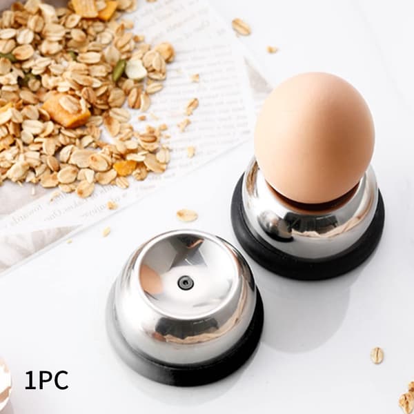 Eggeplukker, eggedeler i rustfritt stål, eggåpner, halvautomatisk eggeplukker hullsseparator for hardkokte egg [BT] Black