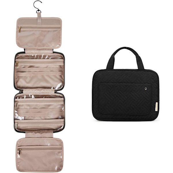 BAGSMART Hængende Toilettaske Rejse Stor Vasketaske Kvinders Makeup Taske Klar til Fuld Størrelse Beholder, Sort M M