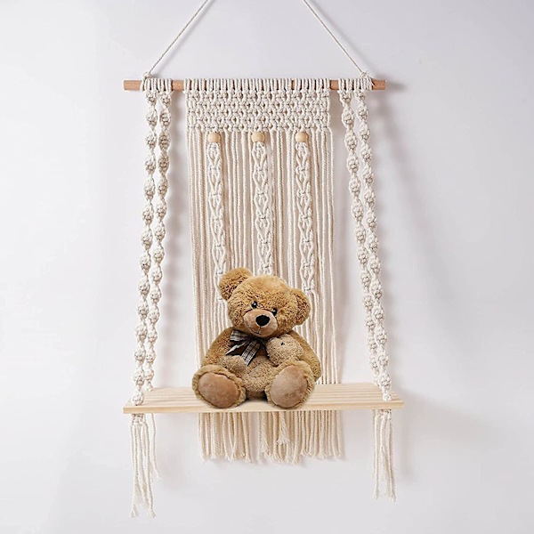 1 st Macrame-hylla - Väggorganiserare - Handgjorda vävda rep-hyllor, Bohemisk väggdekor, Hyllning av växter, böcker, samlingar