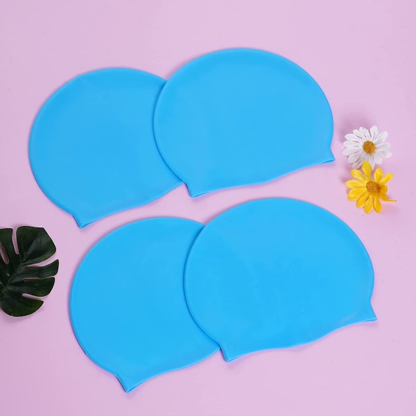 6 stk silikone badehætte voksen silikone badehætte til kvinder mænd børn høj elasticitet tyk svømning
