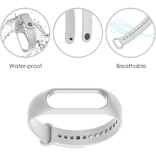 2-pack silikonarmband kompatibla med Xiaomi Mi Band 3/4, justerbara färgglada ersättningsarmband mjuka sportarmbandsersättningar för Xiao black / grey