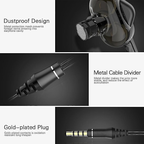2x In-Ear Hörlurar Trådbundna Hörlurar Sport Trådbundna Hörlurar Musik E