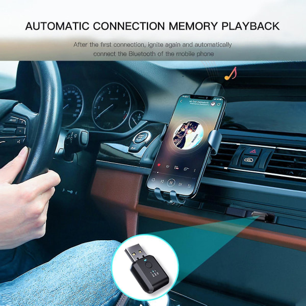Bil trådløs FM-sender Bluetooth-kompatibel 5.1 Fm radiomodulatorsett No Delay Noise Free Handsfree Audio Adapter