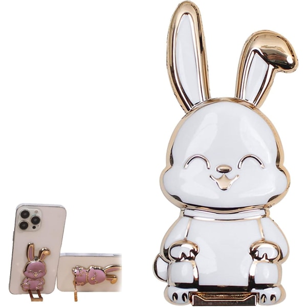 Sammenleggbar Bunny-telefonbrakett, Sticky Pull Bunny-telefonstativ, tredimensjonal Lazy-telefonholder for alle smarttelefoner (hvit)