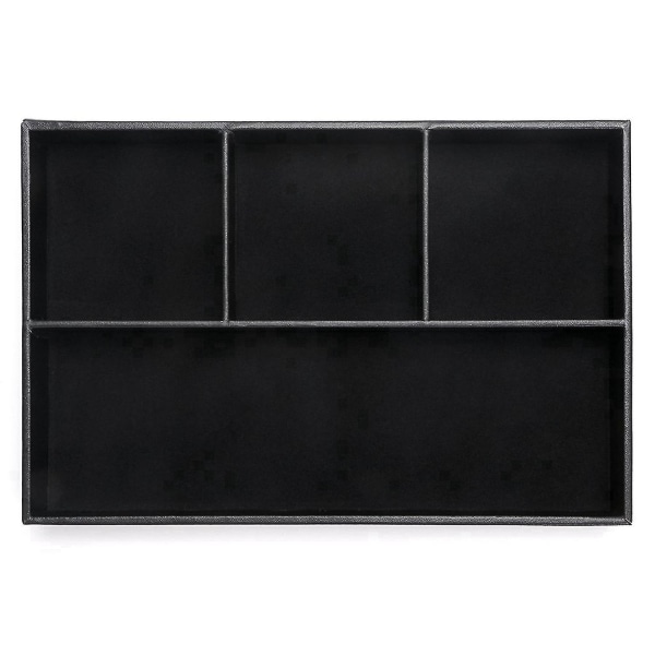 2x 4 pladser skrivebordsskuffeopdeler, Pu læderskuffeopbevaringsopdeler (sort)