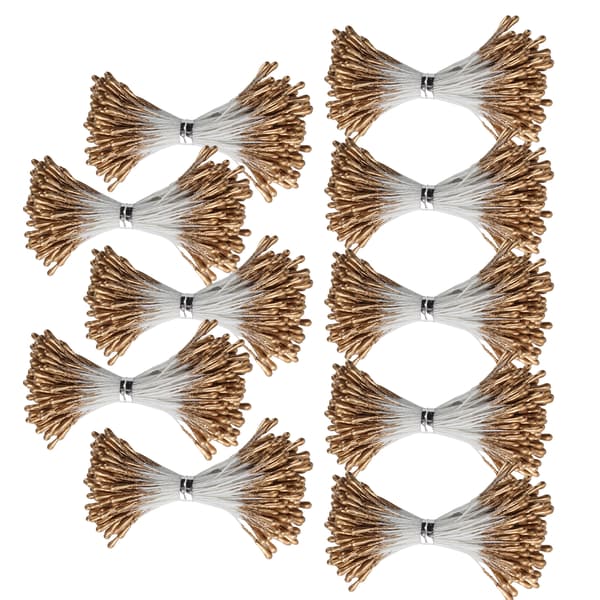 Perlestilk Gylden Gips Simulation Dobbeltendet Kunstig Buket Fremstilling Tilbehør (1mm (#3) 1440)