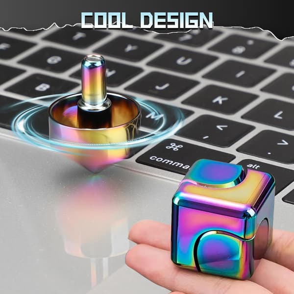 Fidget Spinner Cube i metall, EDC håndspinner stressavlastning sensorisk leketøy, kul kontorgadget, Valentinsdagsgave til gutter menn barn