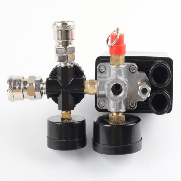 Luftkompressor trykafbryder kontrolventil, 90-120PSI trykregulator med trykmåler stiksæt