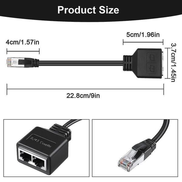 Lan Ethernet Adapter RJ45 Han til 2 Hun Splitter RJ45 1 til 2 Ethernet Lan Netværksadapter Kabel