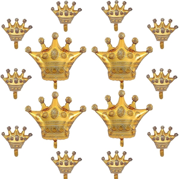 14 Pack Royal Prince Balloons - Gold Castle Crown Balloon For Prince Bursdagsfest