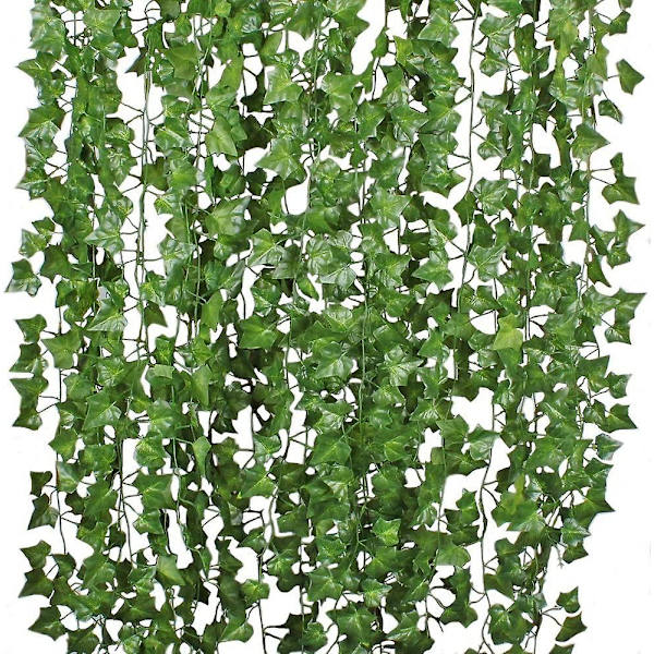12 tråder kunstig eføy blad planter vin henger girlander falsk løvverk blomster hjem kjøkken hage kontor bryllup veggdekor, 84 fot, grønn