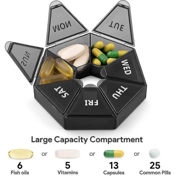 7 päivän pillerirasiat 1 kerta päivässä, viikoittainen pillerijärjestäjä matkatabuletit lääkkeille vitamiineille