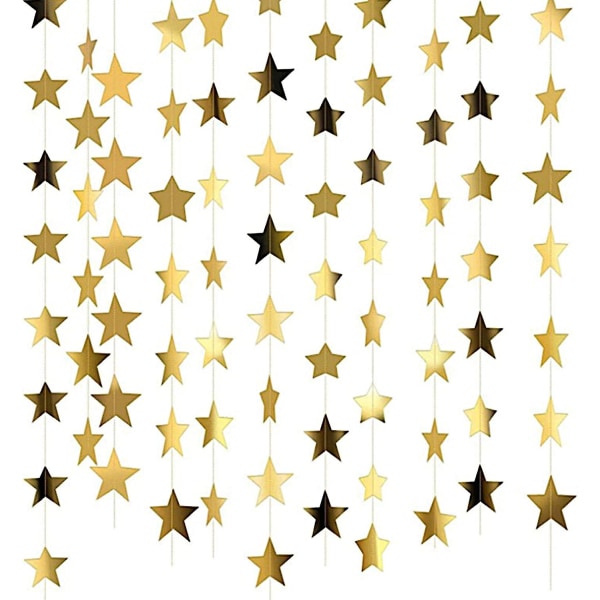 4m Reflekterende Star Papir Garland, funklende Star Bunting Banner Hængende Dekoration Star Garland Streamer Kit Til fødselsdag Bryllup Banner Bagtæppe