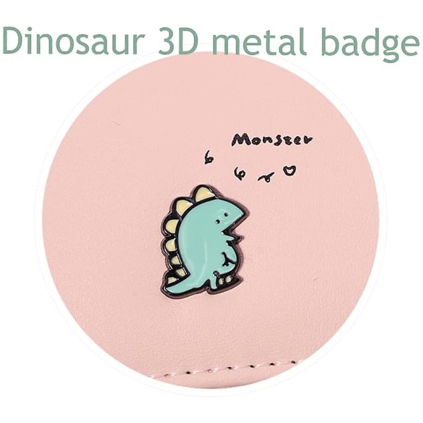 Pige Cute Dinosaur Badge Tri-folded Tegnebog Lille Tegnebog Kontantlomme Kort Holder Id Vindue Pung Til Kvinder (lilla, Dinosaur Badge)