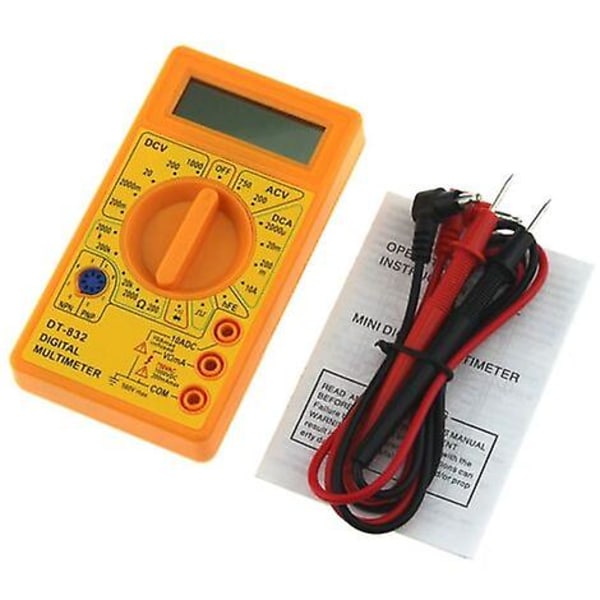 1999 Dt-832 Digitalt Multimeter Tæller Ac/dc Ampere Volt Ohm Tester Voltmeter Amperemeter Multimeter Gul
