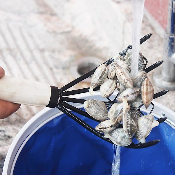 Krabba-gaffel, Krabba-rake, Med Nät, Klorake, Handrake För Att Gräva Efter Skaldjur, Strand (1 Styck, Svart)