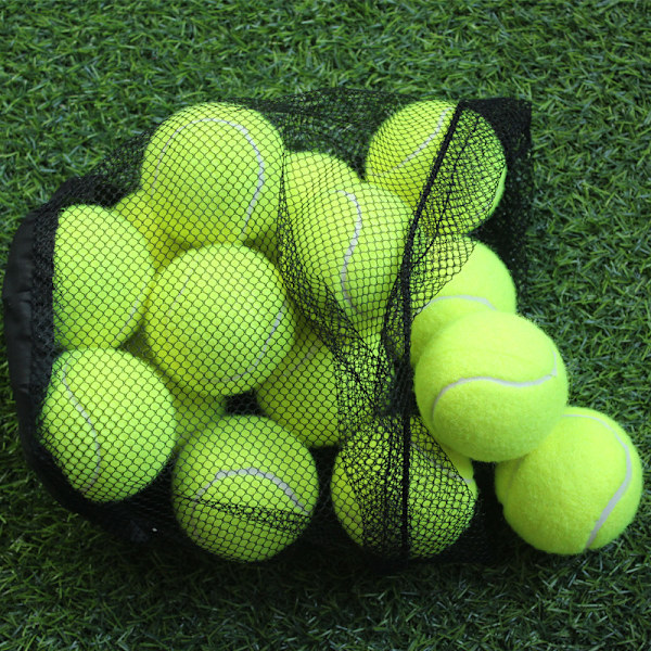 Tennisballer med oppbevaringspose 12-pakning, tennisballene er robuste og slitesterke, flotte for sport, spill, trening, lek med kjæledyr
