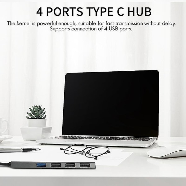 Usb-C-keskitin 4-in-1 Kannettava Seos Usb Type C - 4 Usb 2.0 480mbps Portti Keskitin Adapteri