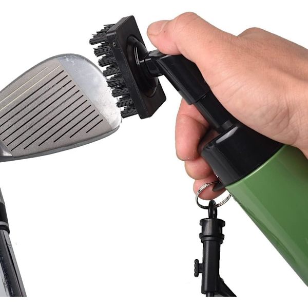 Golfklubborstens Grovrengörare med Inbyggd Vattenspray och Hängare, Golf Grovrengöringsborste för Golfbollsklubba Våt Skrubb, Golfbollrengörare med Ext