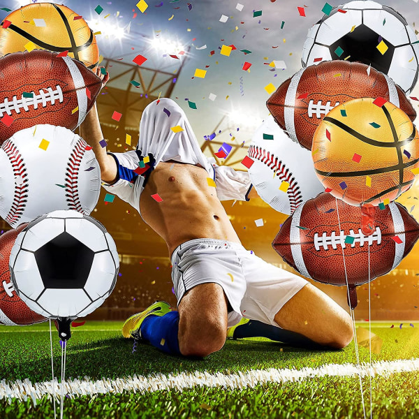 20 deler Sports folieballongsett, metalliske mylarballonger Sportsspillballonger til bursdagssportstemafest