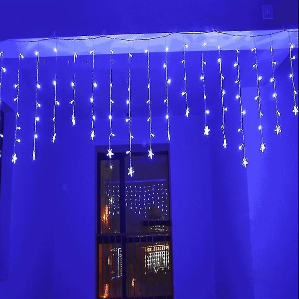 Forskellige Formede Led Gardin String Light Party Have Farverig Udendørsbelysning Home Decor UK Adapter Blue Star