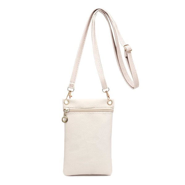 Liten Mobilväska, Mjuk PU Läder Mobilväska för Kvinnor, Mobilficka Crossbody Mobilväska - Vit White