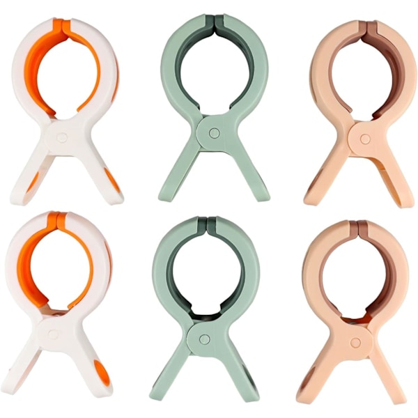 Suuret pyykkipojat - Tuulenpitävät pyykkipojat pyykkinarulle, suuri aukko paksulle pyykille, lajiteltuja värejä (6 kpl) Assorted Color