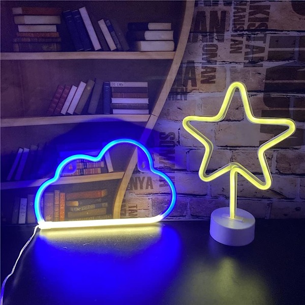 Sky Neon Lys LED Neon Skilte Blå-Varmt Hvid Sky Neon Skilt til Børneværelse Soveværelse Hotel Butik Restaurant Spil Kontor Væghængt Dekoration bluewarm white