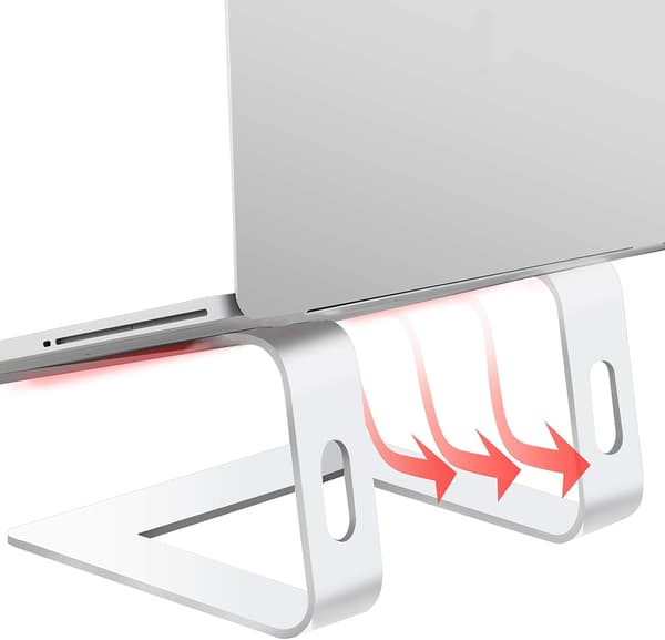 Ergonomisk bærbar PC-stativ i aluminium - Stabilt ventilert skrivebordsstativ for 10-17\" bærbare PC-er Silver
