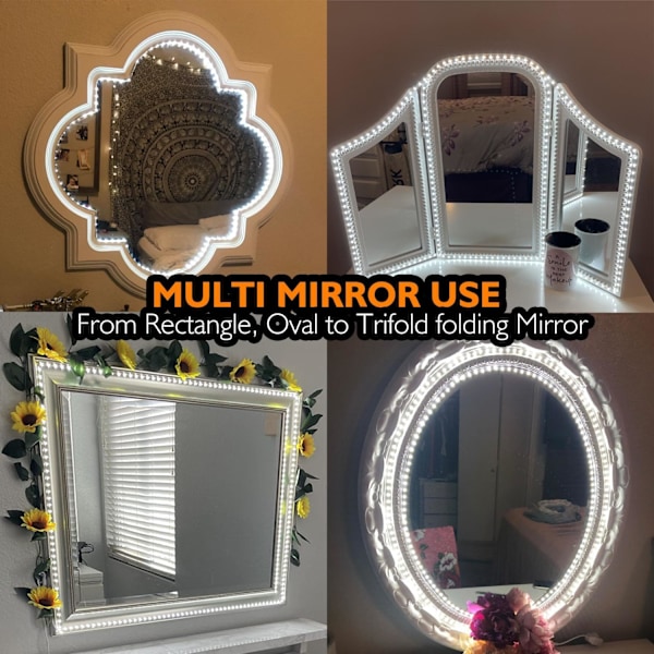 LED-belysning för sminkbord, Zigzag 4m flexibel LED-remsa (spegel ingår ej)