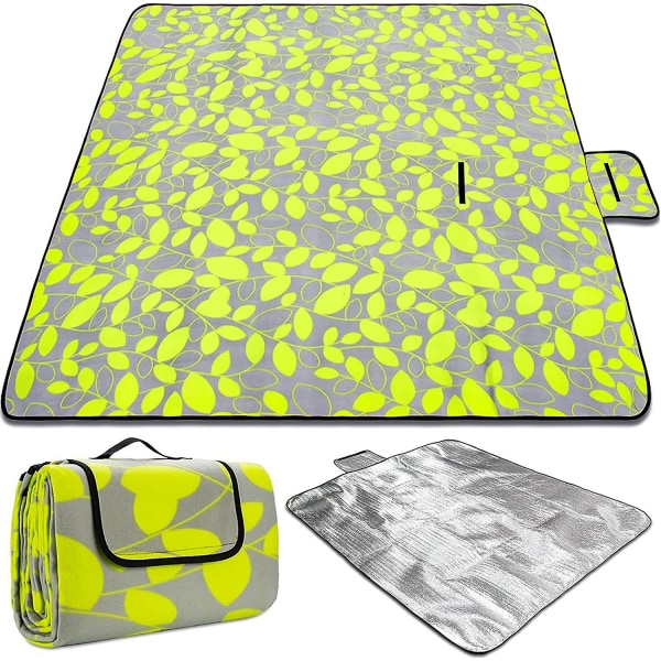 200 X 200 cm teppe piknikmatte, vanntett sammenleggbart teppe laget av tre lag og med håndtak, for campinghage, camping, fotturer og piknik