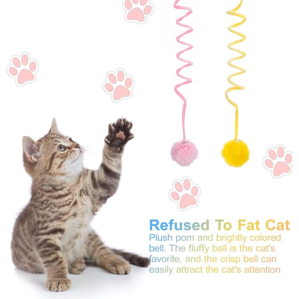 2-pack Dörrhängande Katt Leksak, Hängande Dörr Katt Plysch Leksak Teaser Leksaker Inrullningsbar Katt Leksak Interaktiv Cay Leksak med Klockor för Inomhus Katt Kattunge Jakt Pink+Yellow