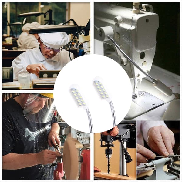 2 stk LED symaskinlys Fleksibelt arbeidslys med magnetisk base