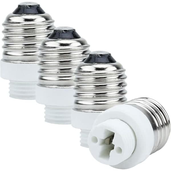 4x Lampefodadapter E27 G9 i HVID - Sæt med 4 konverteringskonvertere til lampefødder til glødelamper, LED, halogen, energibesparende lamper