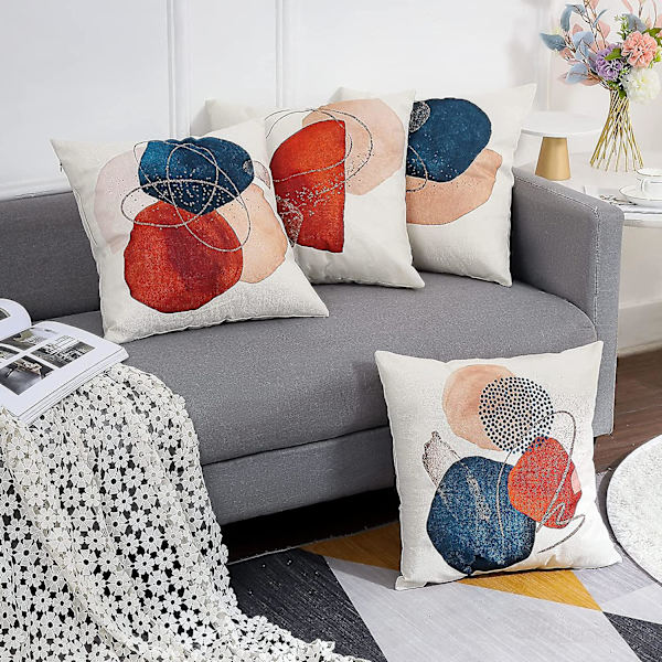 4-delt bondegård bohemsk geometrisk abstrakt dekorativ putetrekk lin putetrekk for sofa sofa hjemmedekor