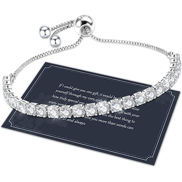 Armbånd til kvinder Sølv Armbånd til kvinder Blå Tennis Armbånd til kvinder, Krystal Armbånd Dame Smykker Justerbart Armbånd Fødselsdagsgaver Silver