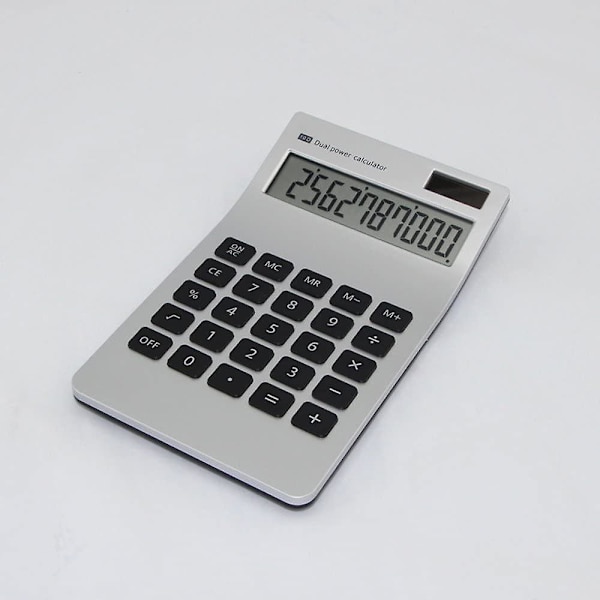 Kalkulator, Slank Elegant Design, Kontor/hjem Elektronikk, Dobbel Strømdrevet Skrivebordskalkulator, Solenergi, 10 Siffer, Tiltbar LCD-Skjerm, Stabilt Design