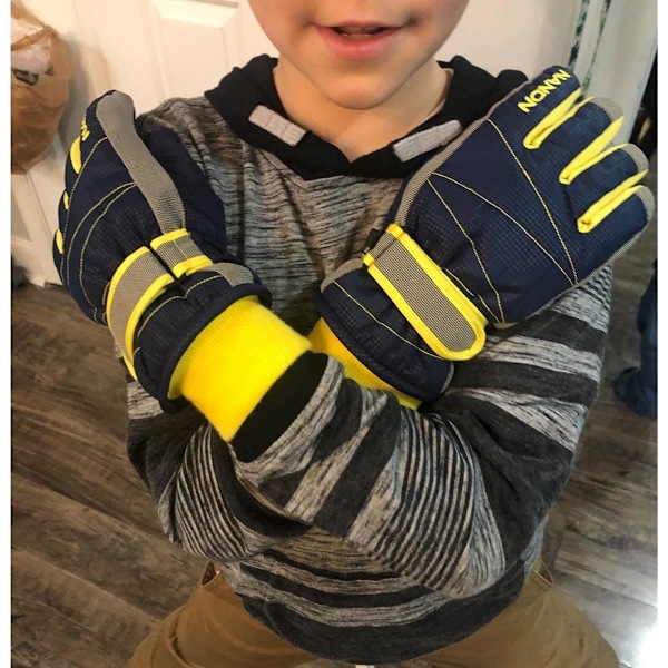 Barn Skidhandskar Vinter Kalla Väder Vindtäta Varma Snowboard Sport Vantar för Pojkar Flickor B  Black 810 years old