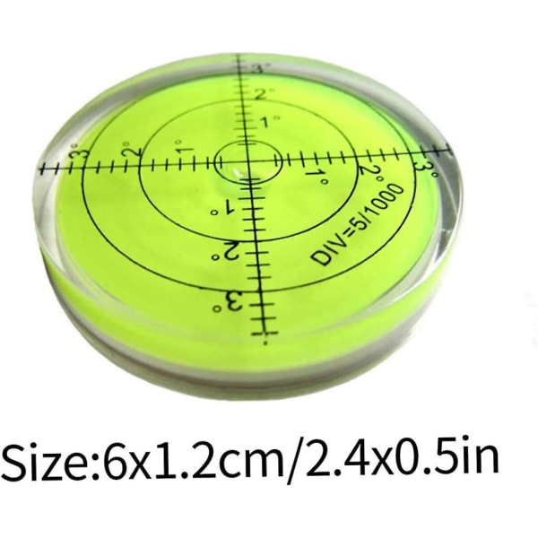 Bubble Level Horisontal Bullseye Spirit Overflatenivå Akrylhus 60mm Diameter Runde Inclinometers For Landmålingsinstrumenter 1stk