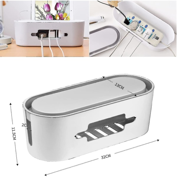 Cable Storage Box, 320 X 130 X 115 Mm Dustproof Cable Cover Box, Non-slip With Smartphone Holder Cable Storage For Home Office