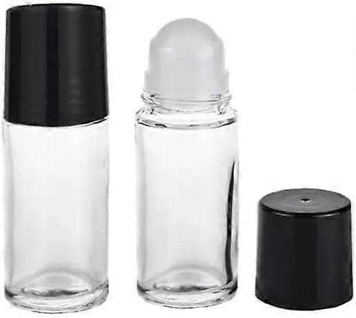2 st 30 ml Klar Glas Eterisk Olja Rollerflaskor med Rostfri Stålkula och Påfyllningsbara Lock