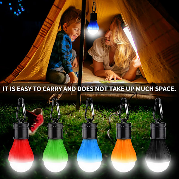 5 st Campinglampor LED Tältlampor med Karbinhakar Utomhus Mini Campinglykta Bärbar LED Tältlykta [Energiklass A]